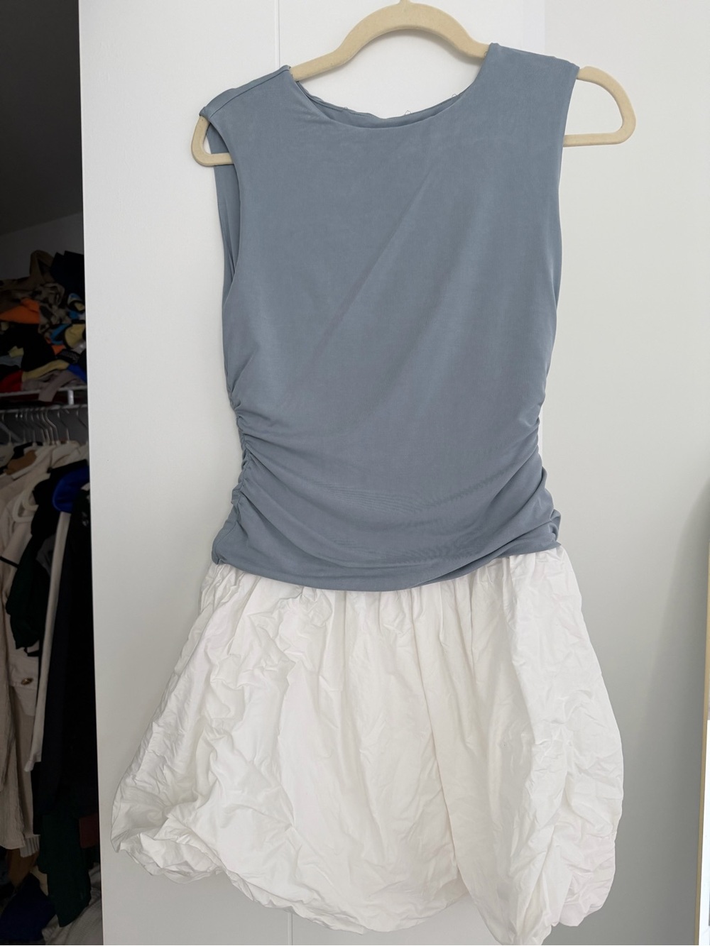 Mod Ref Dusty Blue Short Sleeve Bubble Dress NWOT